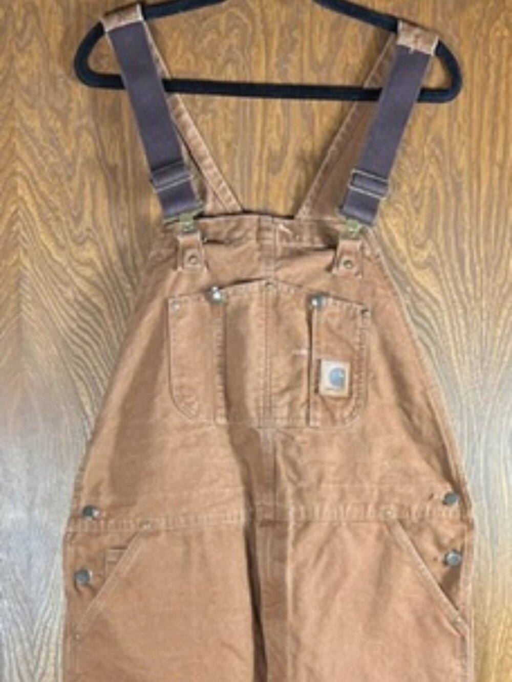 VTG Carhartt Sandstone Bib Overall Sz 40x34 Premium Cotton Double Knee R06 BRN